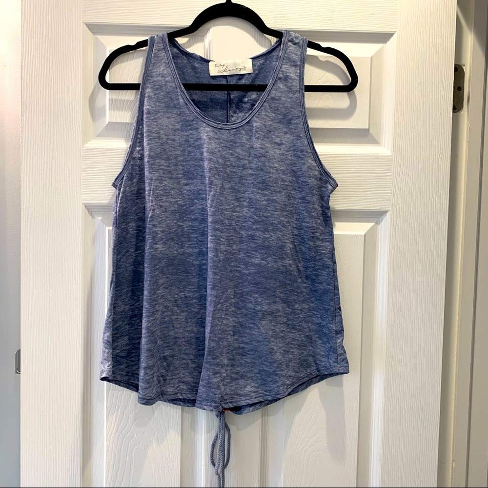 Vintage Havana Blue Lace Up Back Tank Top- Medium